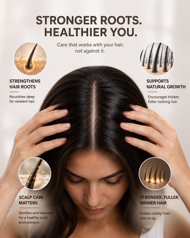 Woman with stronger roots and healthier shinier natural hair
