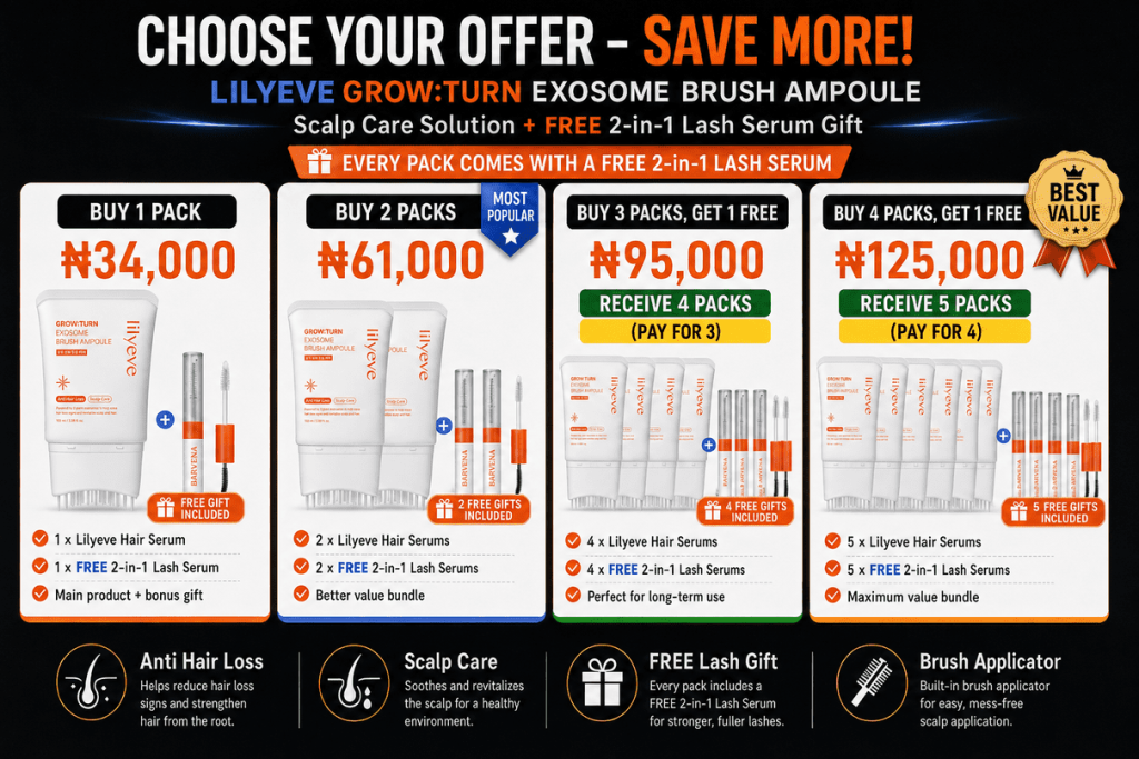 Lilyeve package offer prices from 34000 naira with free lash serum gifts