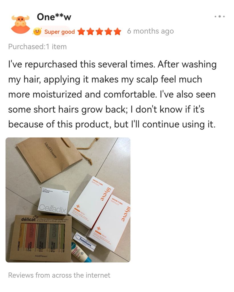 Lilyeve customer review about scalp moisture and short hairs